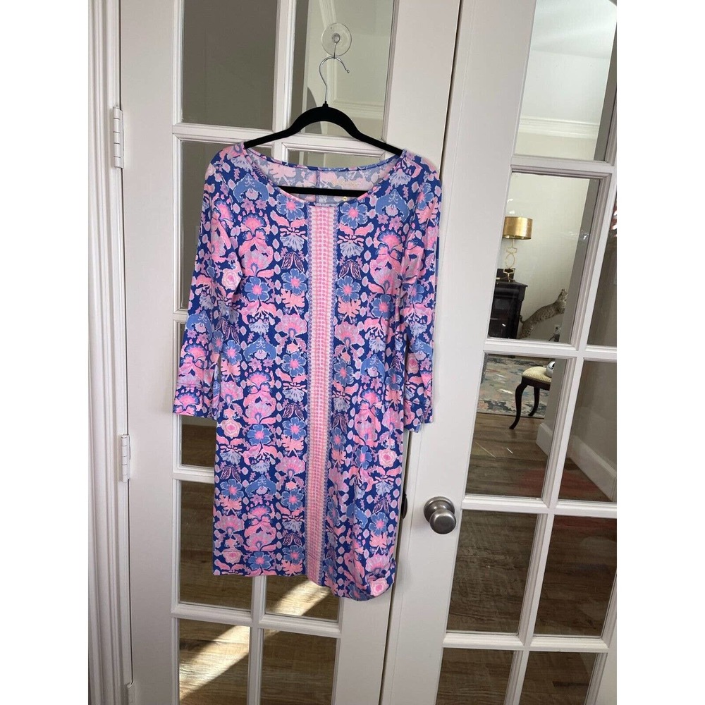 Lilly Pulitzer Iris Blue Work It Pima Cotton Marlow T-shirt Dress Womens Medium